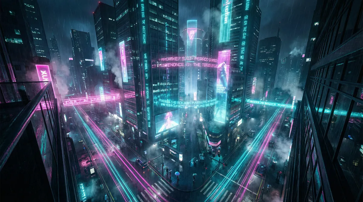 微博怎样发私信 竖屏短剧平台首页背景 - 赛博朋克都市夜景
